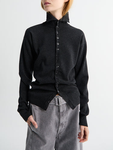 Lemaire - Buttoned Fitted Cardigan in Anthracite Melange