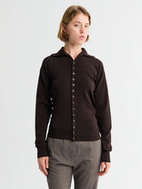 Lemaire - Buttoned Fitted Cardigan in Aubergine