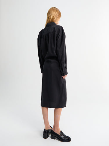 Lemaire - Straight Collar Twisted Dress in Black