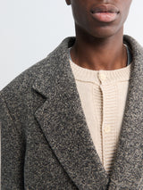 Lemaire - Short Double Breasted Coat in Black and Beige Melange