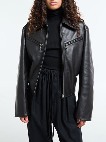 Lemaire - Boxy Leather Blouson in Moka