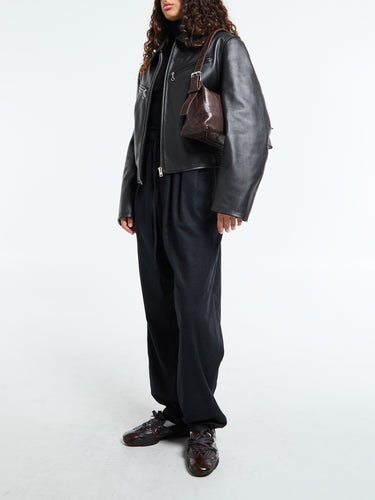 Lemaire - Boxy Leather Blouson in Moka