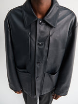 Lemaire - Leather Workwear Jacket in Asphalt