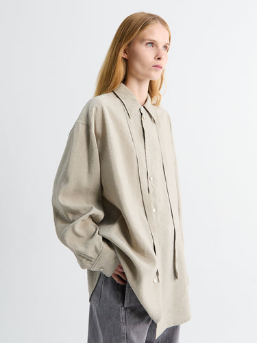 Lemaire - Long Shirt With Tie in Natural Clay