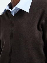 Lemaire - V-Neck Sweater in Dark Cacao
