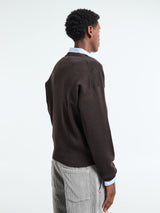 Lemaire - V-Neck Sweater in Dark Cacao