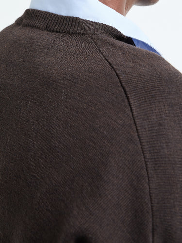 Lemaire - V-Neck Sweater in Dark Cacao