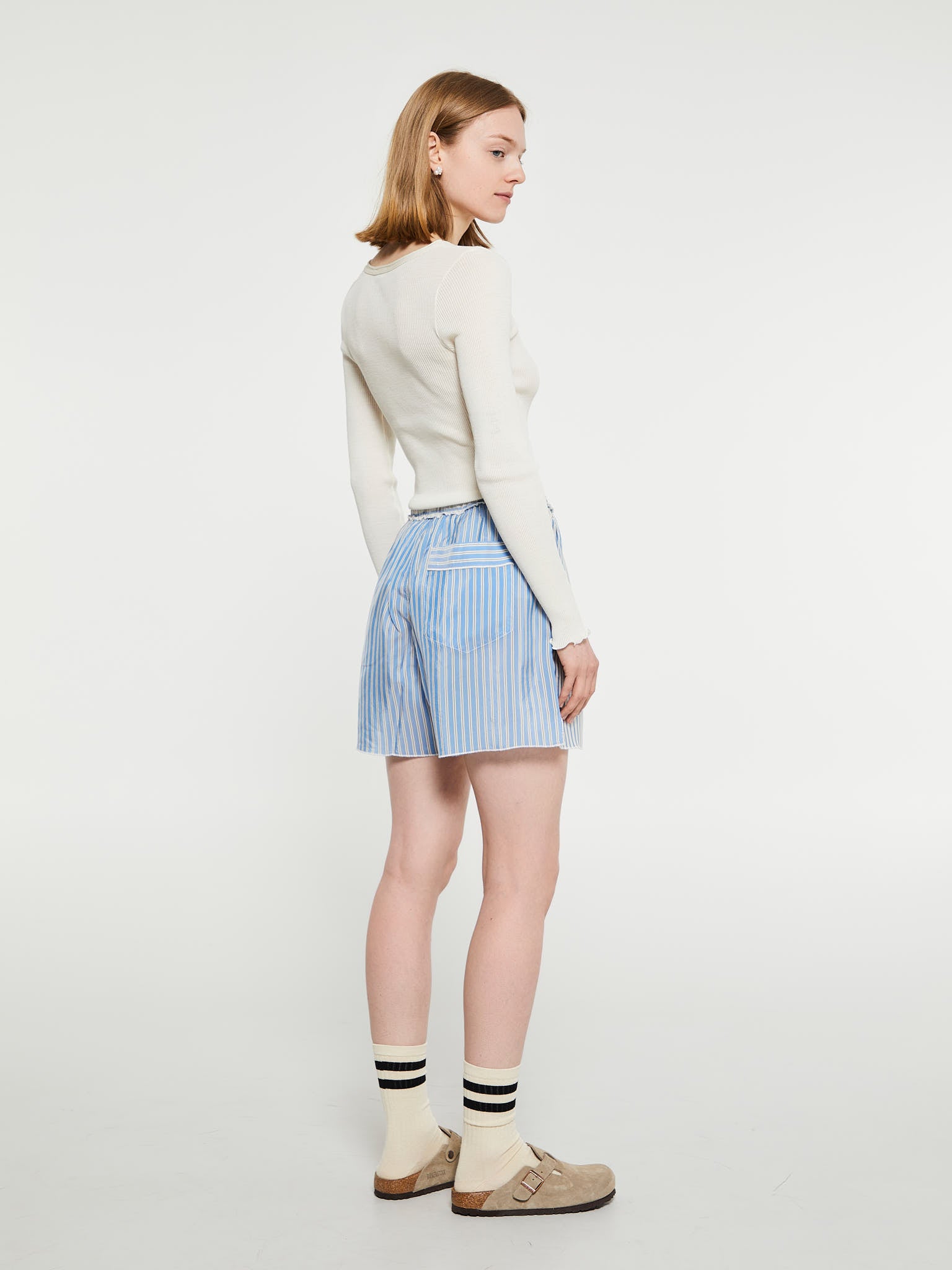 Tulip Shorts in Blue Stripe