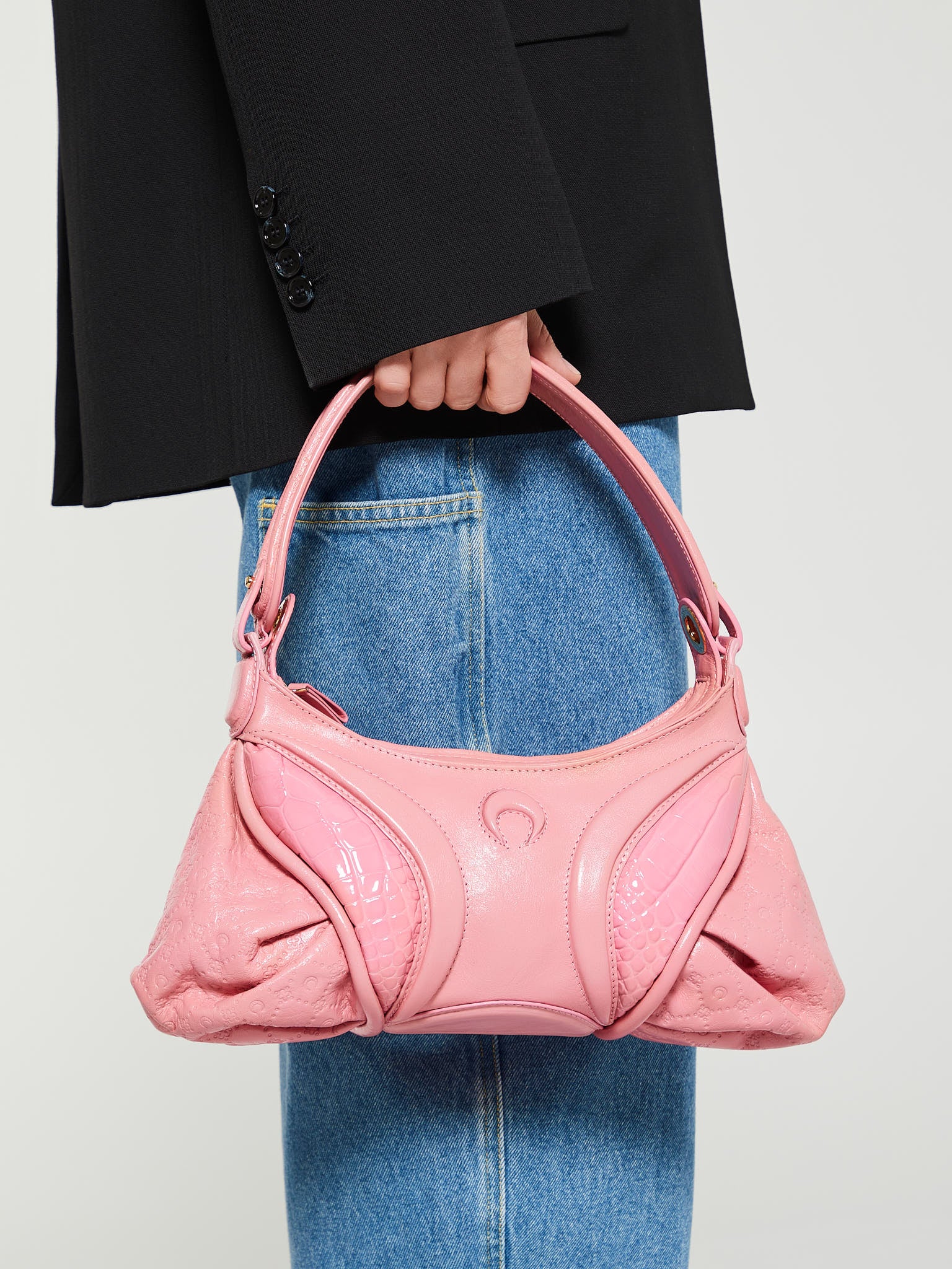 Embossed Leather Stardust Bag in Pink