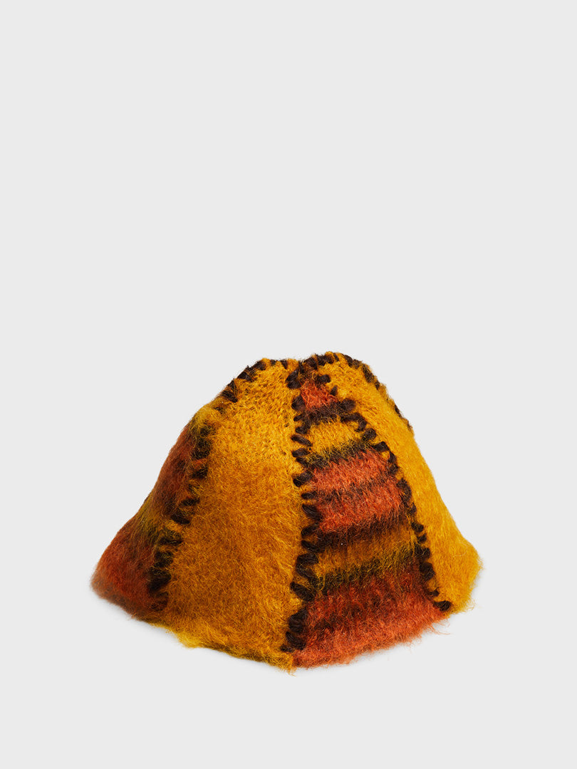 Knitted Hat in Orange, Yellow and Brown