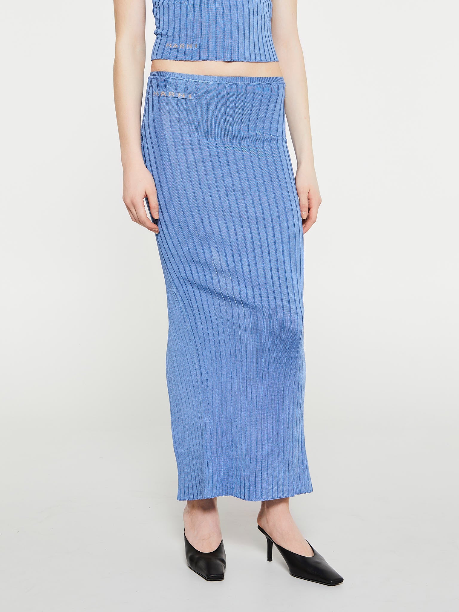Marni - Ribbed Maxi Skirt in Blue