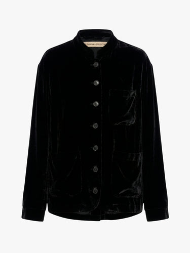 Meta Campania Collective - Julian Shirt Jacket in Black-Italian Velvet