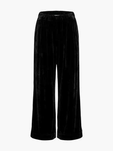 Meta Campania Collective - Trace Drawstring Pleated Trousers in Black-Italian Velvet