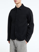 Meta Campania Collective - Julian Cuff Classic Unlined Boiled Wool Shirt Jacket in Black