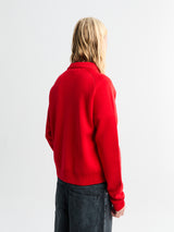 Meta Campania Collective - Jed Longsleeved Mercirised Merino Polo Shirt in Poppy Red
