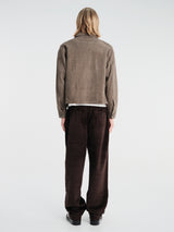 Meta Campania Collective - Juergen Military Lamb Suede Overshirt in Dark Green