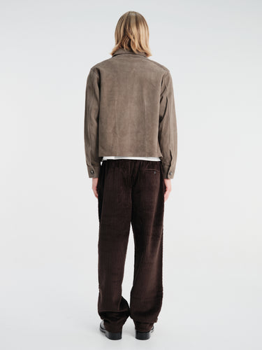Meta Campania Collective - Juergen Military Lamb Suede Overshirt in Dark Green