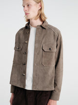 Meta Campania Collective - Juergen Military Lamb Suede Overshirt in Dark Green