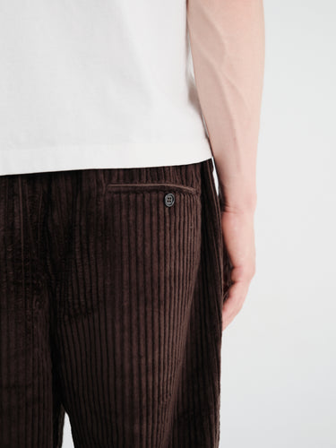Meta Campania Collective - Ed Cotton Corduroy Drawstring Trousers in Dark Chocolate Brown