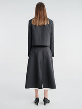 mfpen - Rivet Vent Skirt in Dark Grey Dry Wool