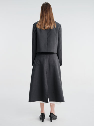 mfpen - Rivet Vent Skirt in Dark Grey Dry Wool
