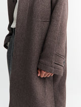mfpen - Installation Coat in Brown Herringbone Recycled Wool