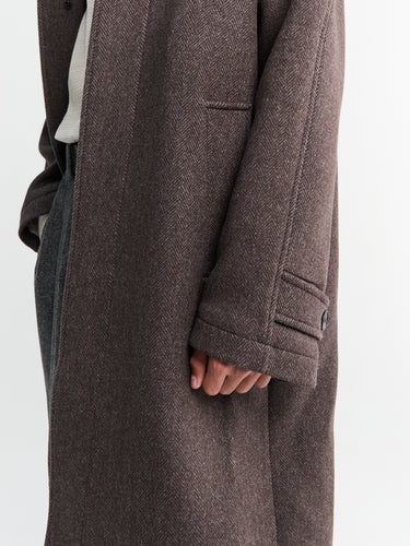 mfpen - Installation Coat in Brown Herringbone Recycled Wool