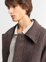 mfpen - Installation Coat in Brown Herringbone Recycled Wool