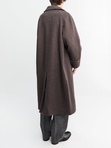 mfpen - Installation Coat in Brown Herringbone Recycled Wool