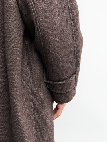 mfpen - Installation Coat in Brown Herringbone Recycled Wool