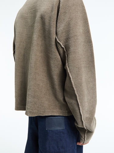 mfpen - Leisure Zip Up in Faded Taupe Jersey Cord