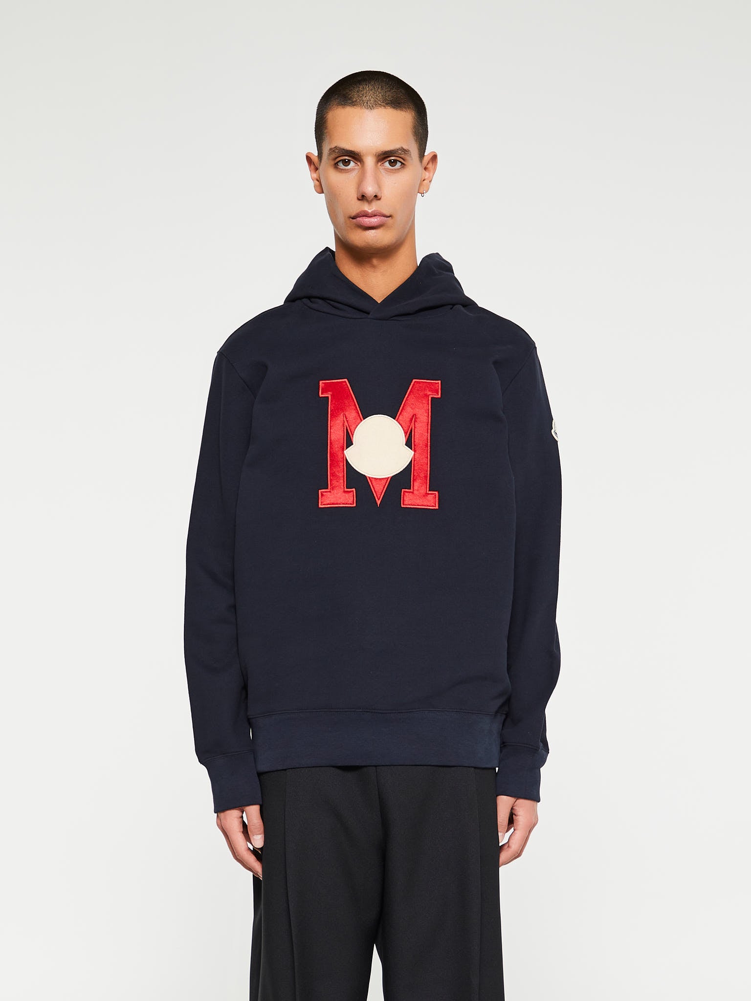Moncler - Embroidered Monogram Hoodie in Navy