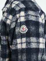Moncler - Long Sleeve Tartan Shirt in White and Blue