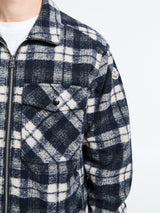 Moncler - Long Sleeve Tartan Shirt in White and Blue