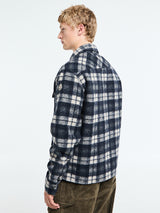 Moncler - Long Sleeve Tartan Shirt in White and Blue