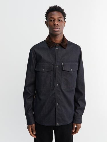 Moncler - Denim Cordury-Timmed Shirt Jacket in Dark blue