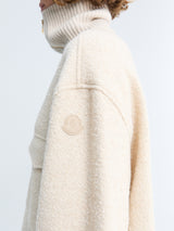 Moncler - Bouclé Wool Blend Zip-Up Shirt in Light Beige