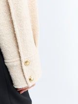 Moncler - Bouclé Wool Blend Zip-Up Shirt in Light Beige