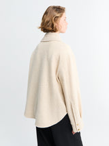 Moncler - Bouclé Wool Blend Zip-Up Shirt in Light Beige