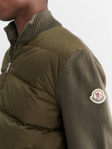 Moncler - Padded Wool Zip-up Cardigan in Olive Green