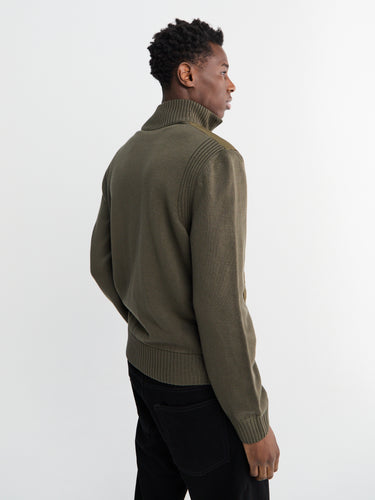 Moncler - Padded Wool Zip-up Cardigan in Olive Green