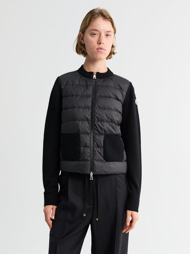 Moncler - Padded Wool Zip-Up Cardigan in Black