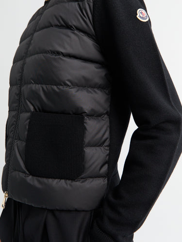 Moncler - Padded Wool Zip-Up Cardigan in Black