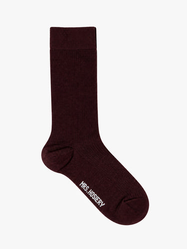 Mrs. Hosiery - Mrs Merino Fine Ribbed Sock in Burgundy