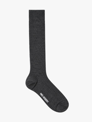 Mrs. Hosiery - Mrs Merino High Ribbed Socks in Dark Grey