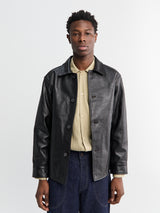 Neighborhood - Leather Car Coat in Black