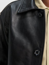 Neighborhood - Leather Car Coat in Black