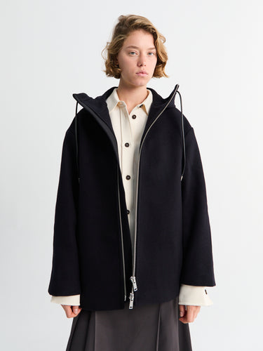 Studio Nicholson - Etna Zip Through Hooded Jacket in Dark Navy