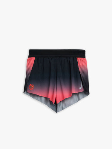 Nike - Women's AeroSwift Dri-FIT ADV 3in1 Running Shorts in Black, Bright Crimson and Metallic Silver