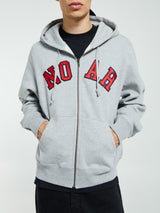 Noah - Arch Applique Zip Up Hoodie in Heather Grey